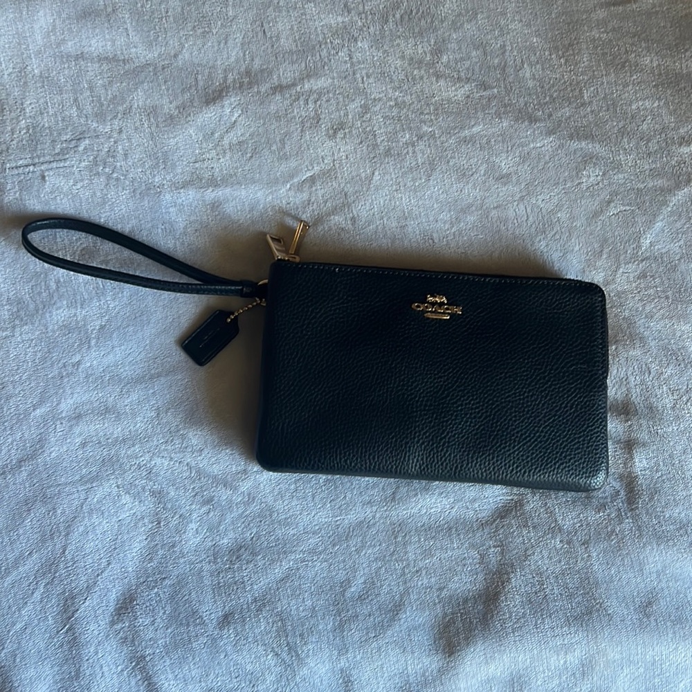 Black Coach double zip wristlet